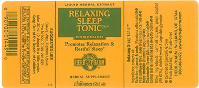 Photo of the Herb Pharm Relaxing Sleep Tonic Compound label