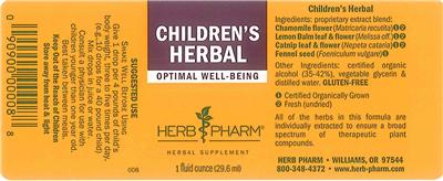 Photo of the Herb Pharm Children's Herbal label