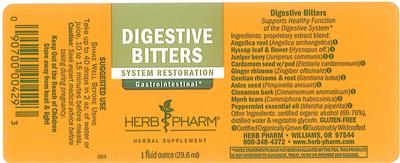 Photo of the Herb Pharm Digestive Bitters label