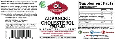 Photo of the OL Olympian Labs Advanced Cholesterol Complex label