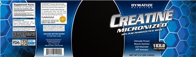 Photo of the Dymatize Nutrition Creatine Micronized label