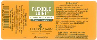 Photo of the Herb Pharm Flexible Joint label