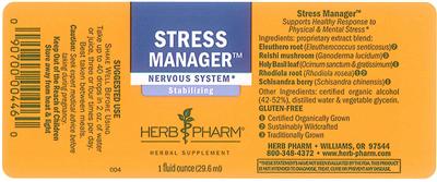Photo of the Herb Pharm Stress Manager label