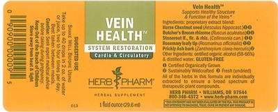 Photo of the Herb Pharm Vein Health label