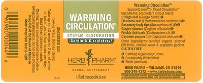 Photo of the Herb Pharm Warming Circulation label