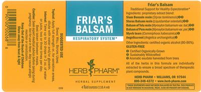 Photo of the Herb Pharm Friar's Balsam label