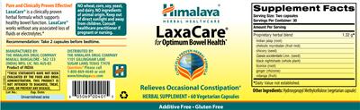 Photo of the Himalaya LaxaCare label