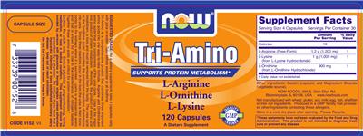 Photo of the NOW Tri-Amino label