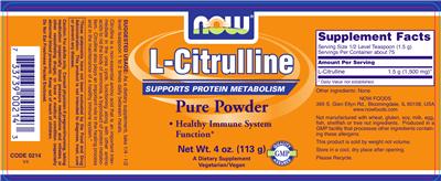 Photo of the NOW L-Citrulline label
