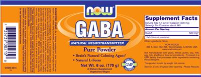 Photo of the NOW GABA label