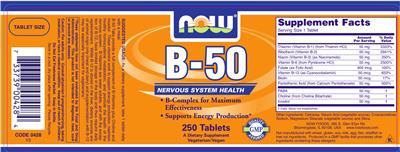 Photo of the NOW B-50 label