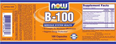 Photo of the NOW B-100 label