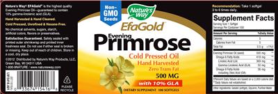 Photo of the Nature's Way EfaGold Evening Primrose 500 mg label