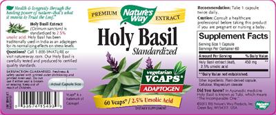 Photo of the Nature's Way Holy Basil Standardized label