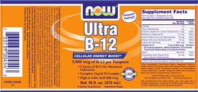 Photo of the NOW Ultra B-12 label