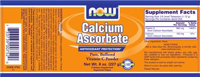 Photo of the NOW Calcium Ascorbate label
