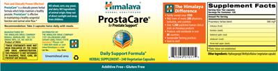 Photo of the Himalaya ProstaCare label