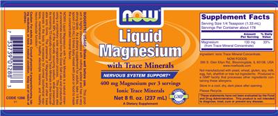 Photo of the NOW Liquid Magnesium label
