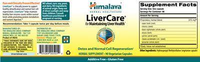 Photo of the Himalaya LiverCare label