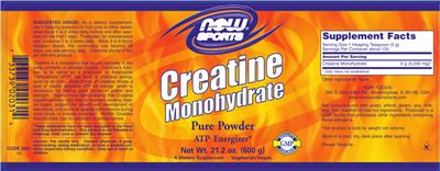Photo of the NOW Sports Creatine Monohydrate label
