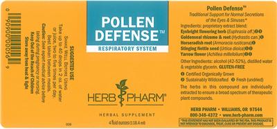 Photo of the Herb Pharm Pollen Defense label