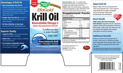 Photo of the Nature's Way EfaGold Krill Oil 500 mg label