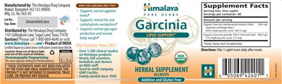 Photo of the Himalaya Garcinia Lipid Support label