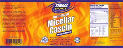 Photo of the NOW Sports Instantized Micellar Casein Natural Unflavored label