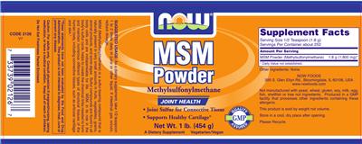 Photo of the NOW MSM Powder label