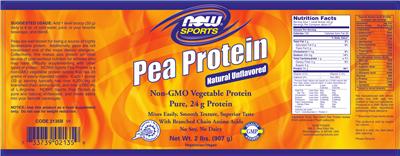 Photo of the NOW Sports Pea Protein Natural Unflavored label