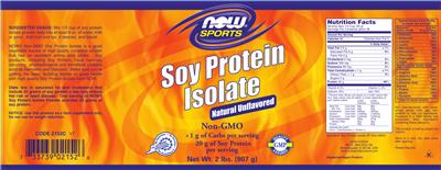 Photo of the NOW Sports Soy Protein Isolate Natural Unflavored label