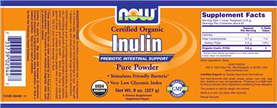 Photo of the NOW Certified Organic Inulin label