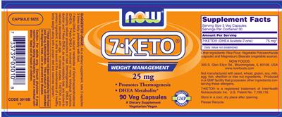 Photo of the NOW 7-KETO 25 mg label