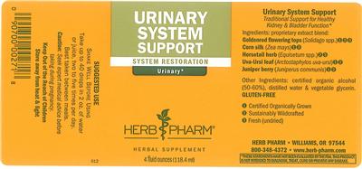 Photo of the Herb Pharm Urinary System Support label