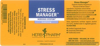Photo of the Herb Pharm Stress Manager label