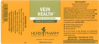Photo of the Herb Pharm Vein Health label