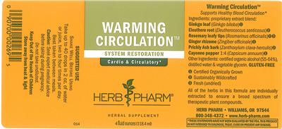 Photo of the Herb Pharm Warming Circulation label