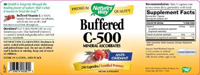 Photo of the Nature's Way Buffered C-500 label