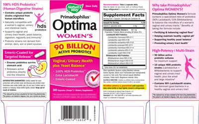 Photo of the Nature's Way Primadophilus Optima Women's label