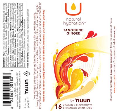 Photo of the Nuun Natural Hydration Tangerine Ginger label