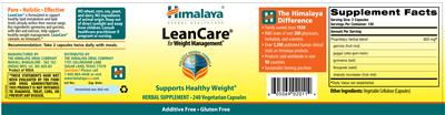 Photo of the Himalaya LeanCare label