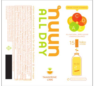 Photo of the Nuun All Day Tangerine Lime label