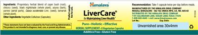 Photo of the Himalaya LiverCare label