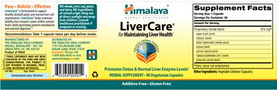 Photo of the Himalaya LiverCare label