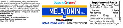 Photo of the Superior Source Melatonin 10 mg label