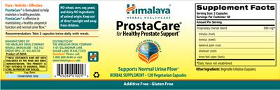 Photo of the Himalaya ProstaCare label