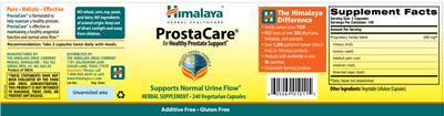 Photo of the Himalaya ProstaCare label