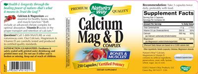 Photo of the Nature's Way Calcium Mag & D Complex label