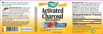 Photo of the Nature's Way Activated Charcoal High Absorbency label