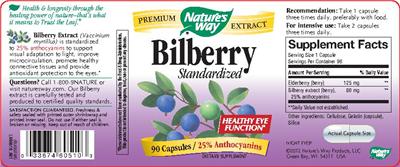 Photo of the Nature's Way Bilberry Standardized label